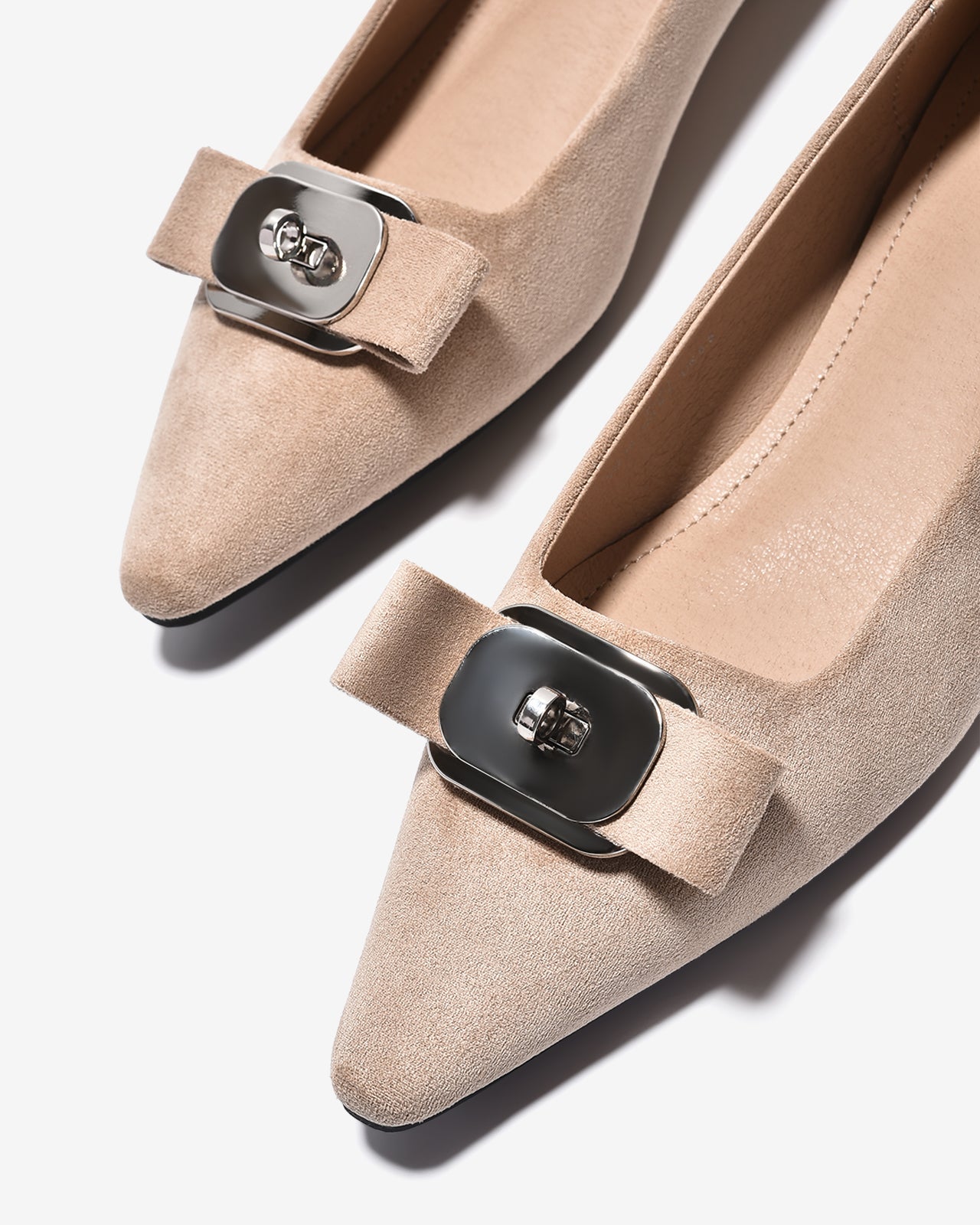 Giày Búp Bê Nữ Zucia Đính Nơ Mũi Nhọn-GTHB1Kem Color1