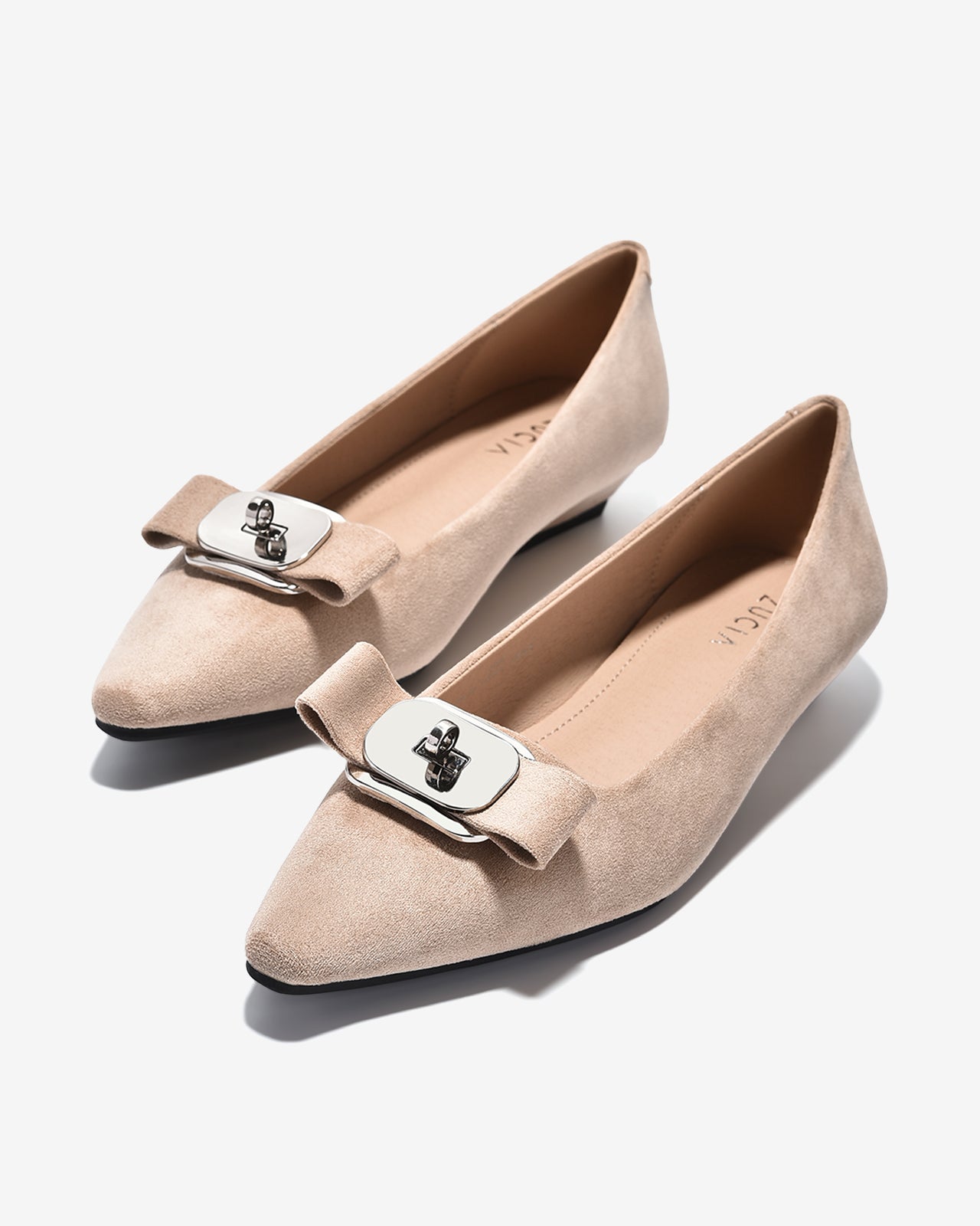 Giày Búp Bê Nữ Zucia Đính Nơ Mũi Nhọn-GTHB1Kem Color1