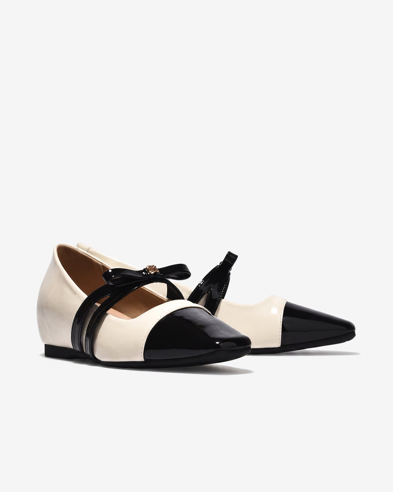 Giày Búp Bê Zucia Đế 5cm Quai Phối Nơ-GTHC4Đen Color1