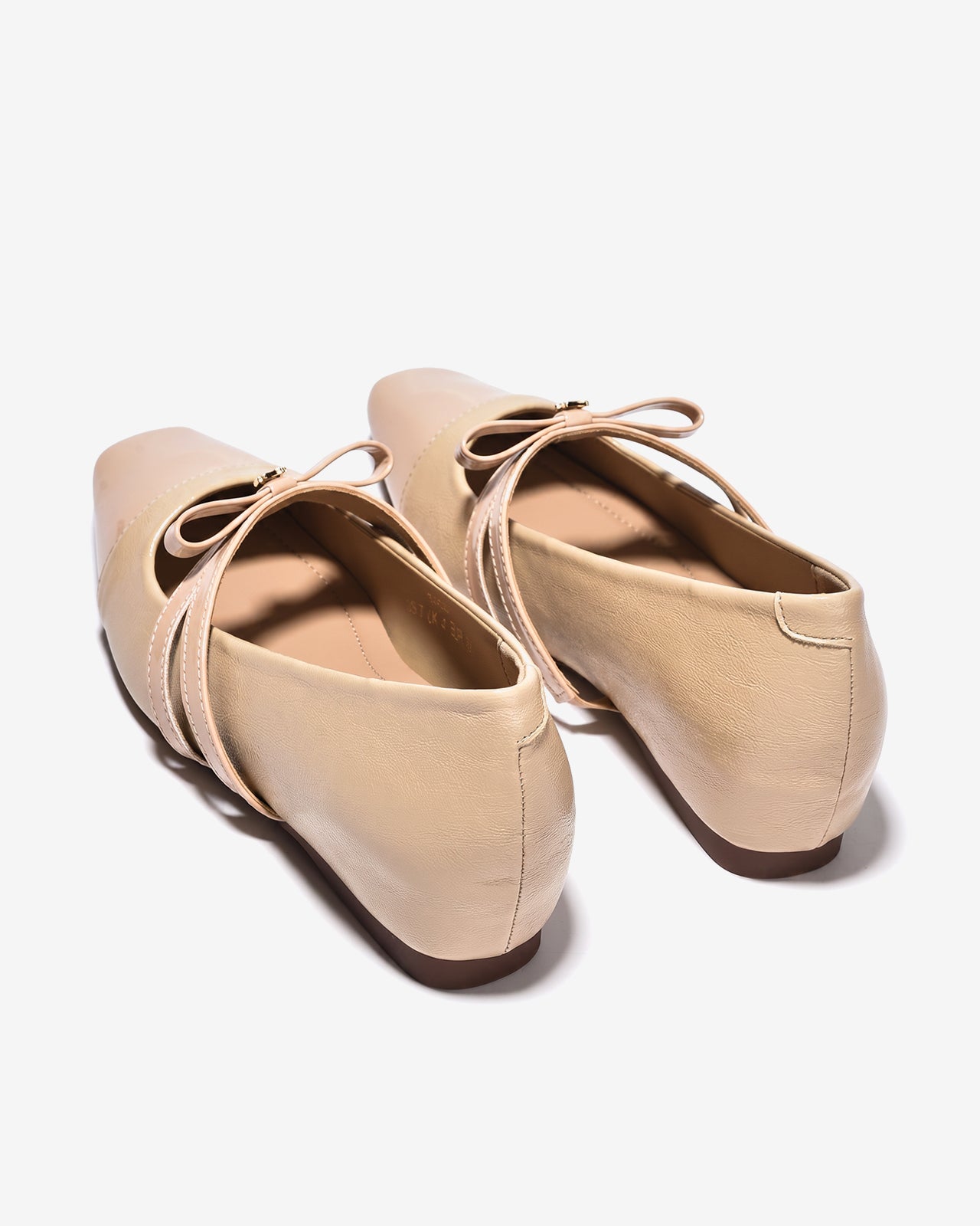 Giày Búp Bê Zucia Đế 5cm Quai Phối Nơ-GTHC4Kem Color1