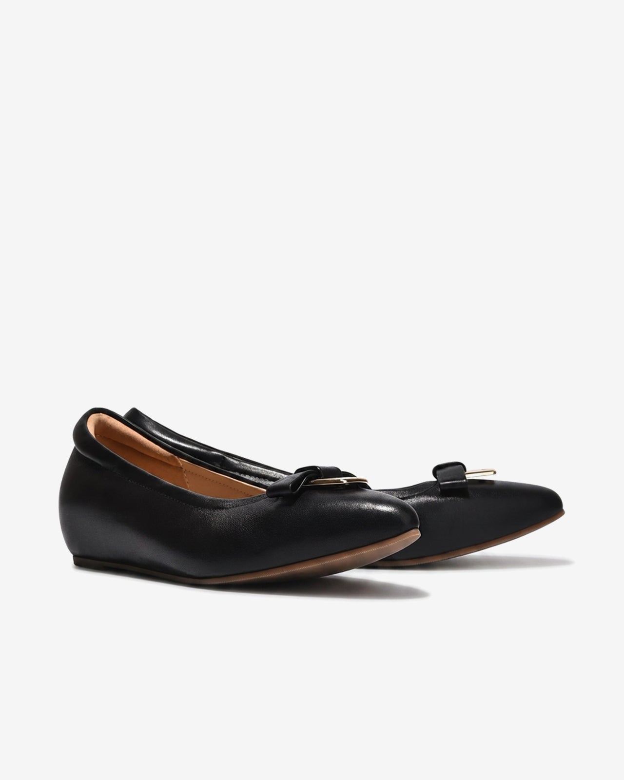 Giày Búp Bê Zuciani Mũi Nhọn Khóa Nơ-GSD05Đen Color1