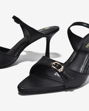 Dép Cao Gót Đông Hải Quai Đôi Ngang Khoá Đính Đá-D81U8-Đen Color1