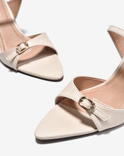 Dép Cao Gót Đông Hải Quai Đôi Ngang Khoá Đính Đá-D81U8-Kem Color1