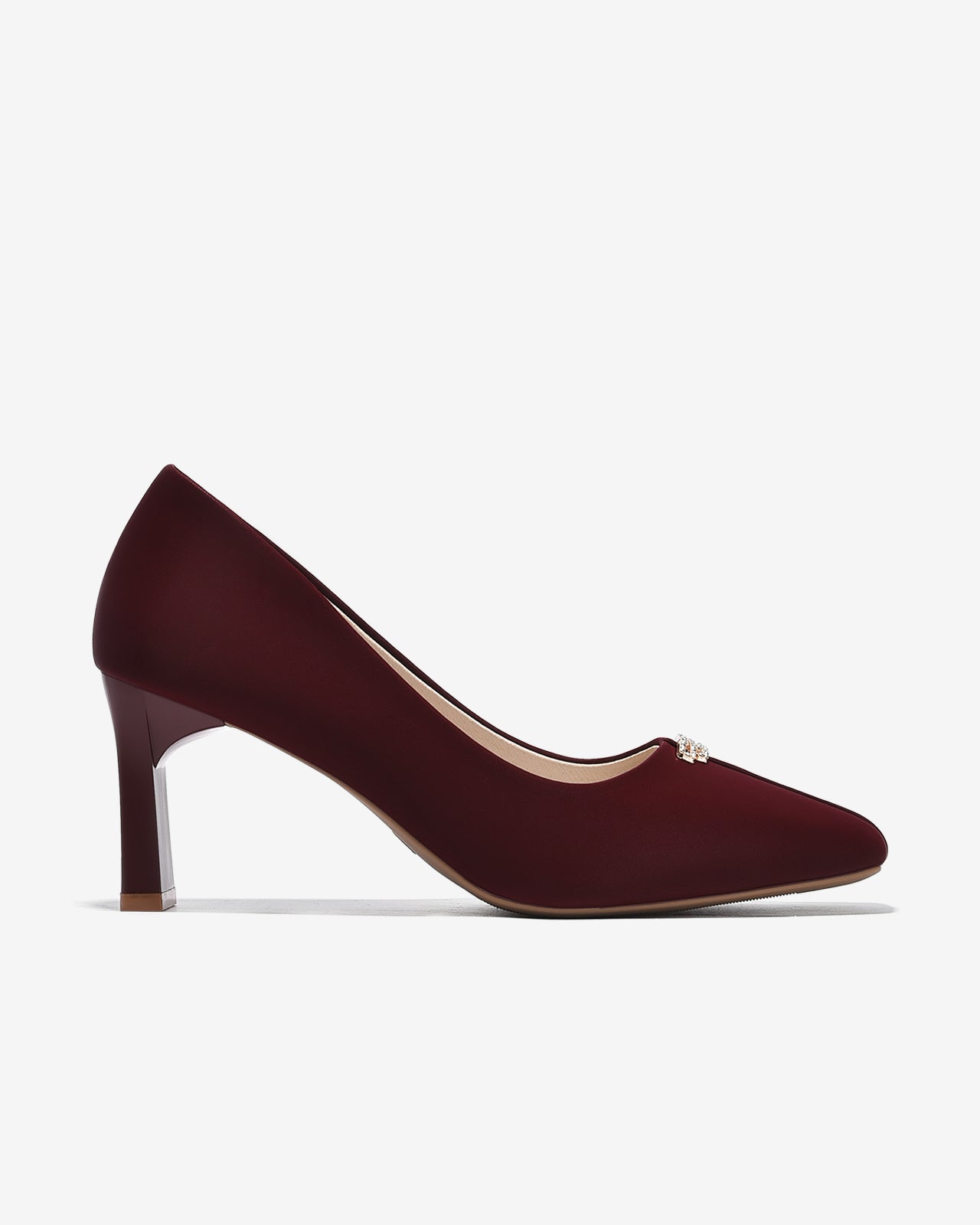 Giày Cao Gót Đông Hải Nhung Đính Đá-G5846-Đỏ Color1First