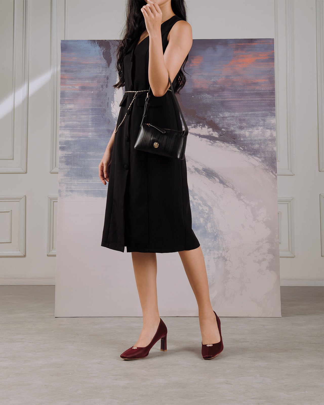 Giày Cao Gót Đông Hải Nhung Đính Đá-G5846Đỏ Color1