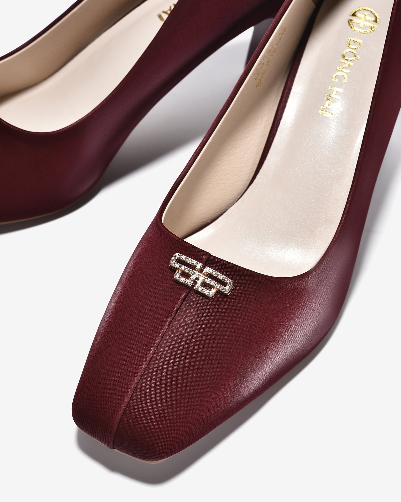 Giày Cao Gót Đông Hải Nhung Đính Đá-G5846-Đỏ Color1