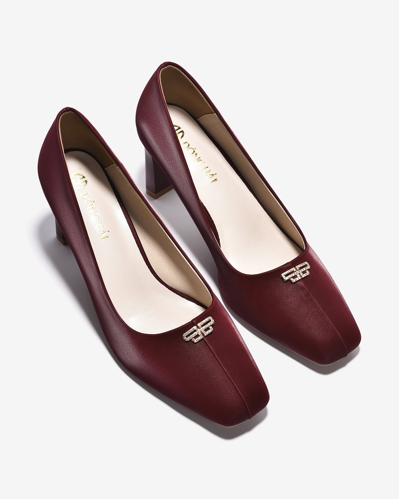 Giày Cao Gót Đông Hải Nhung Đính Đá-G5846-Đỏ Color1