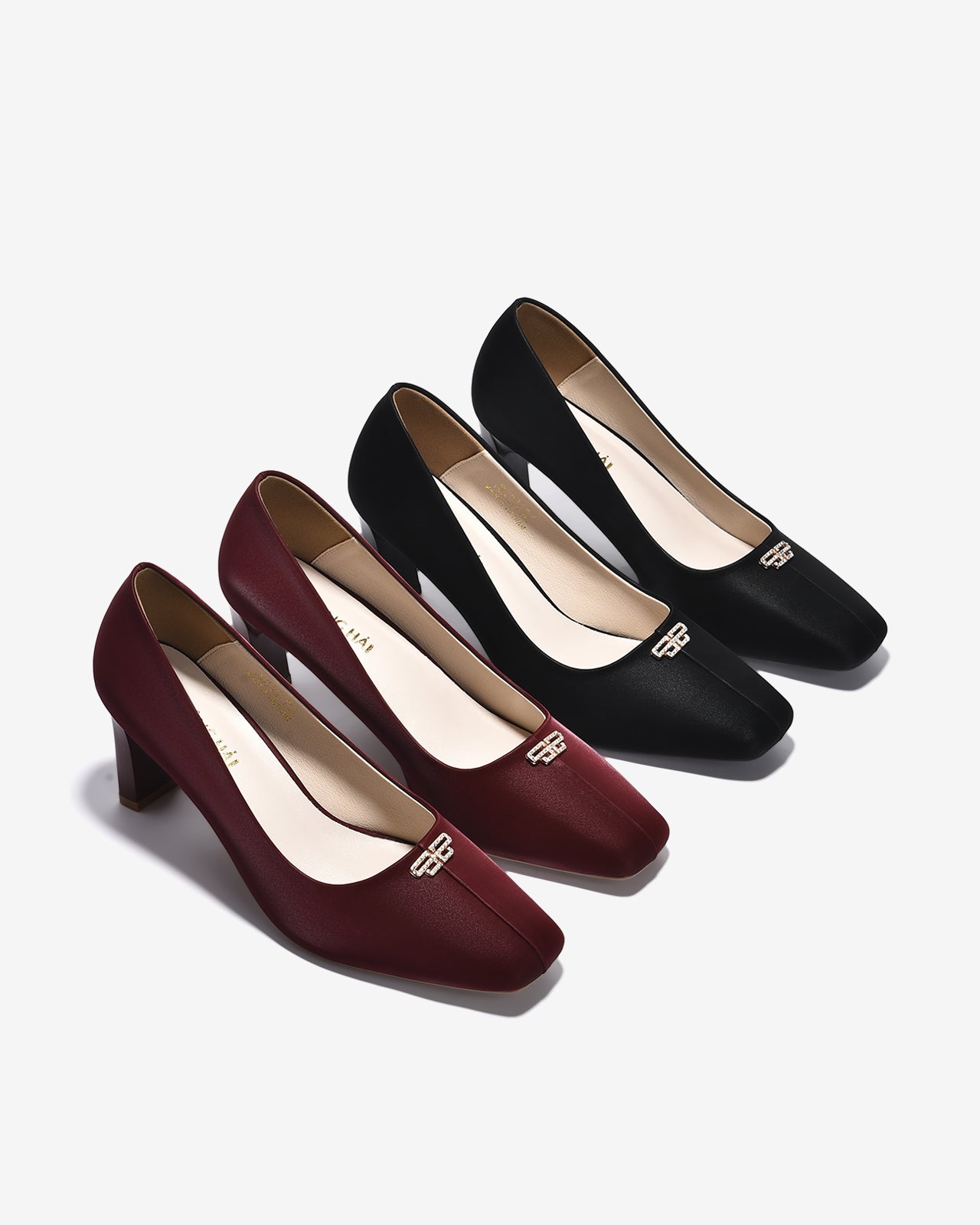 Giày Cao Gót Đông Hải Nhung Đính Đá-G5846-Đỏ Color1
