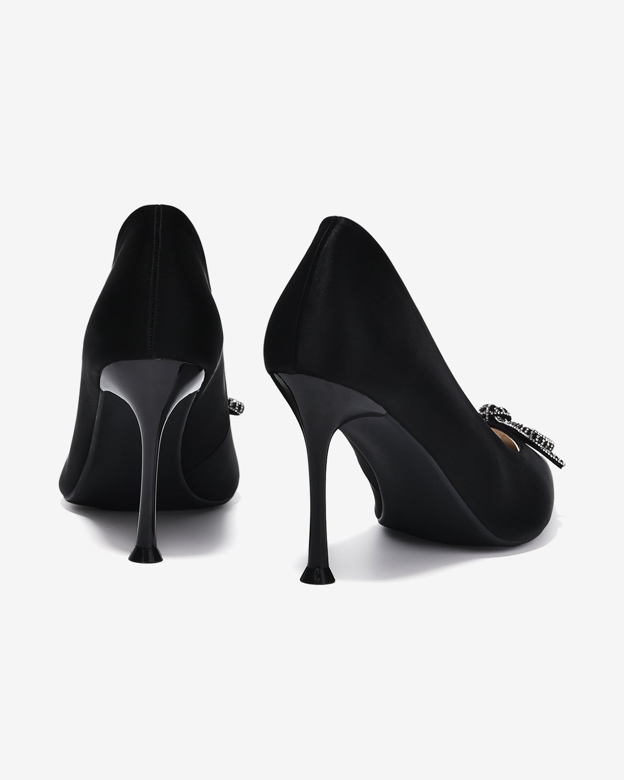 Giày Cao Gót Đông Hải Mũi Nhọn Nơ Đính Đá-G5848-Đen Color1