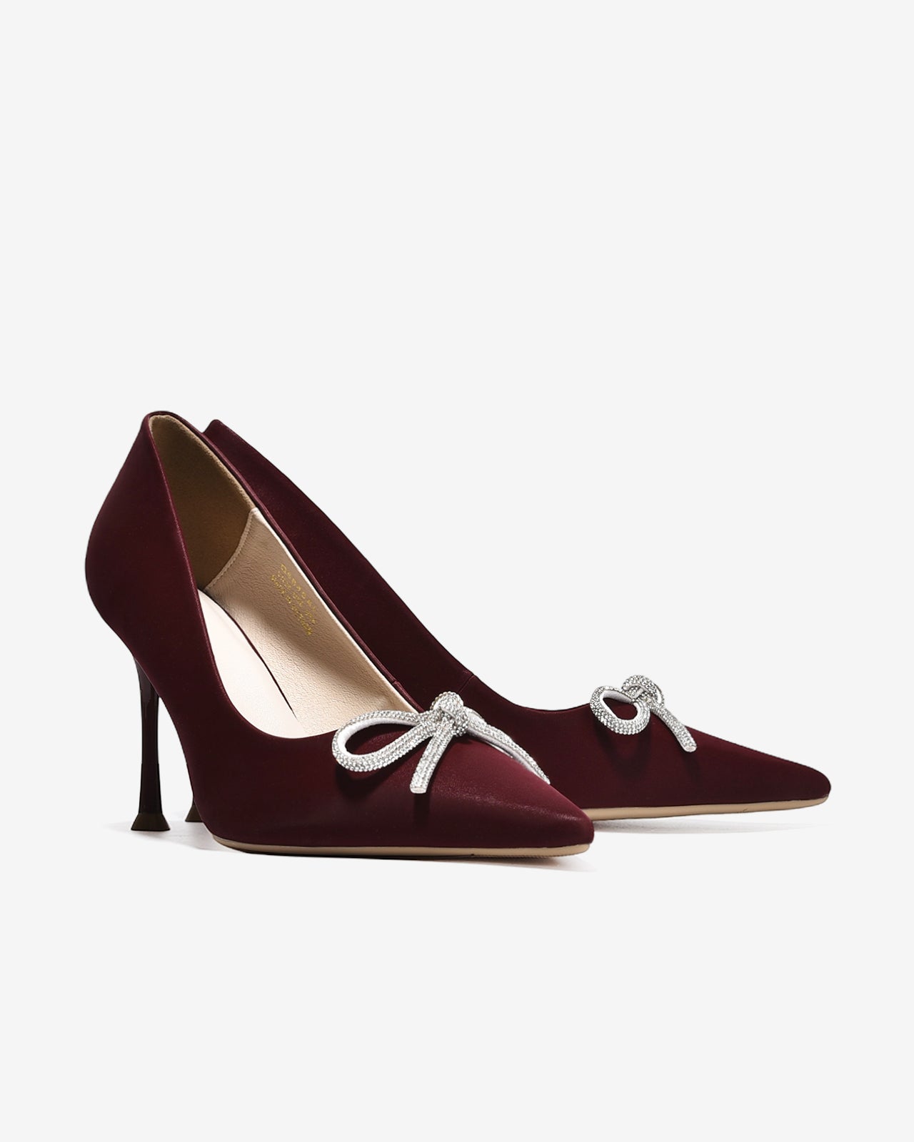 Giày Cao Gót Đông Hải Mũi Nhọn Nơ Đính Đá-G5848Đỏ Color1