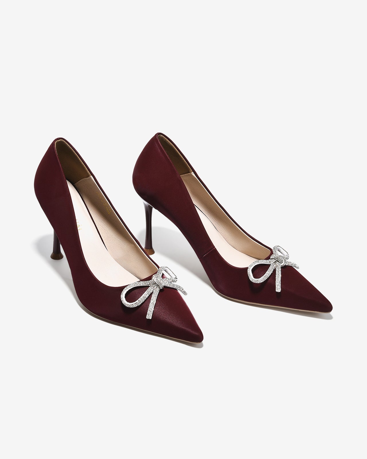 Giày Cao Gót Đông Hải Mũi Nhọn Nơ Đính Đá-G5848Đỏ Color1