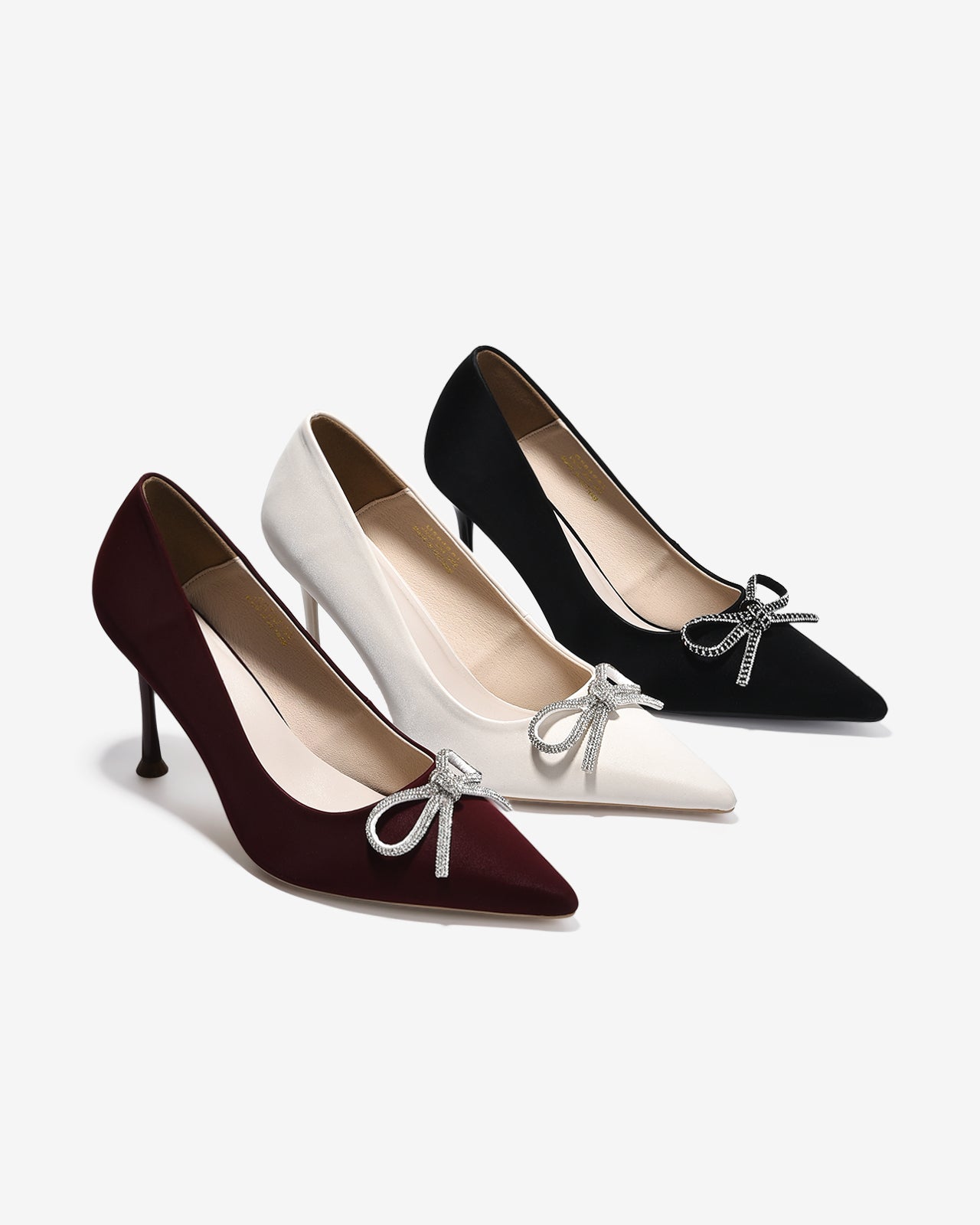 Giày Cao Gót Đông Hải Mũi Nhọn Nơ Đính Đá-G5848-Trắng Color1