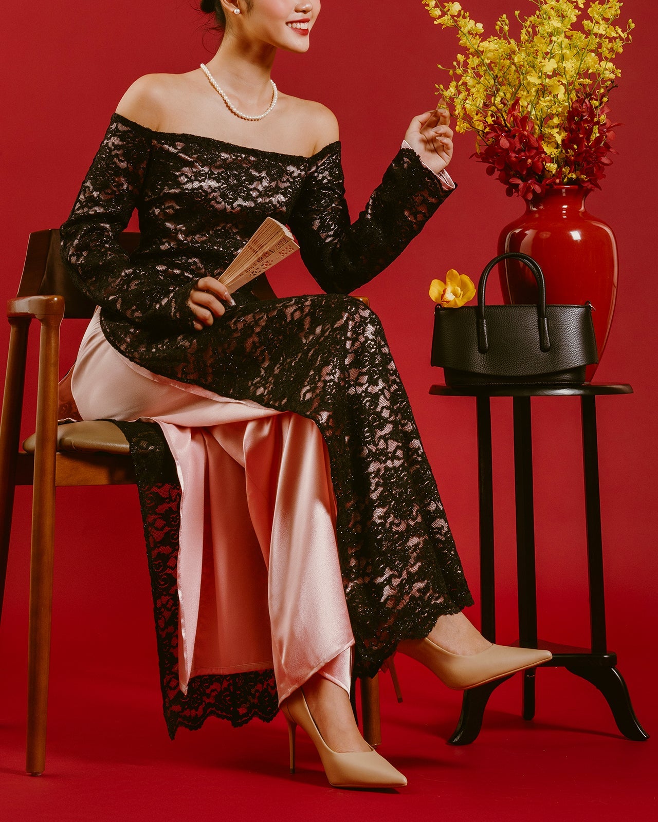 Giày Cao Gót Đông Hải Quai Ankle Strap Đính Logo-G5856-Cafe Color1