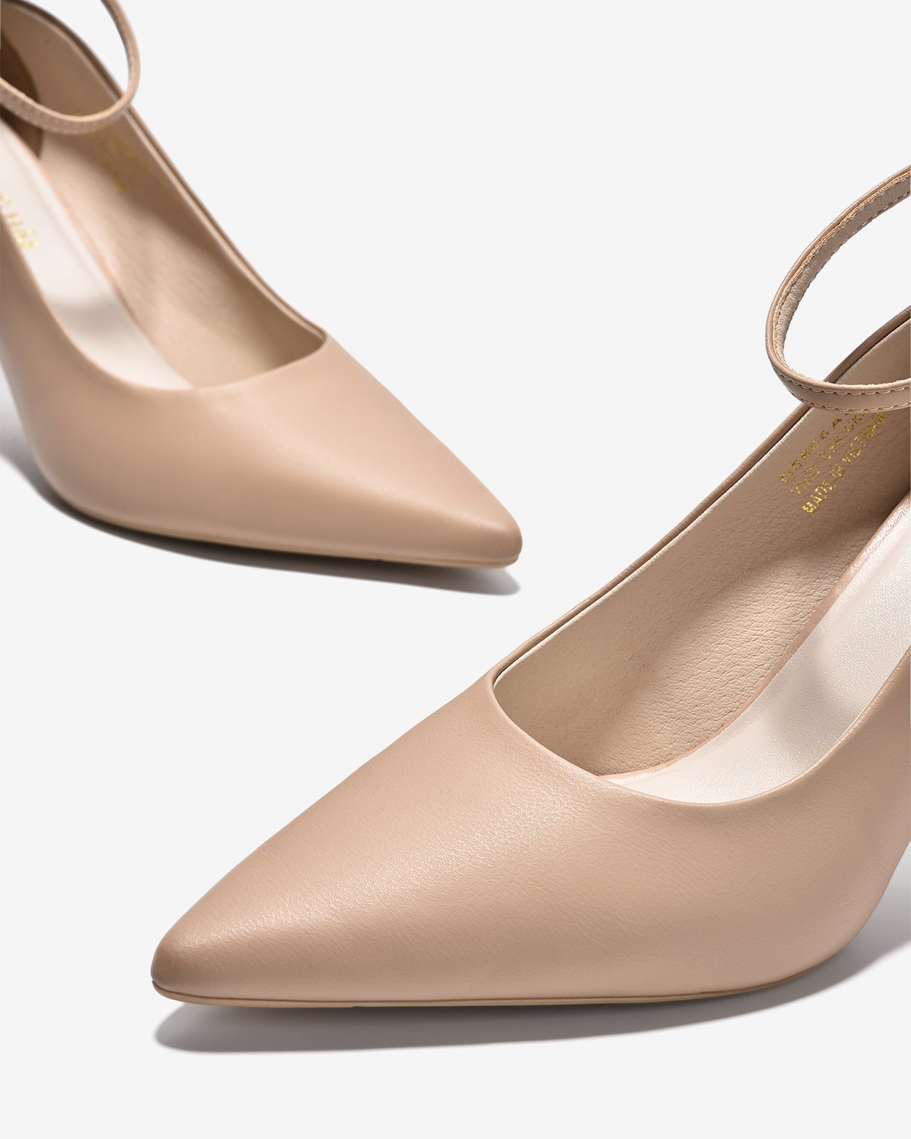 Giày Cao Gót Đông Hải Quai Ankle Strap Đính Logo-G5856-Cafe Color1