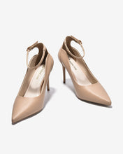 Giày Cao Gót Đông Hải Quai Ankle Strap Đính Logo-G5856-Cafe Color1