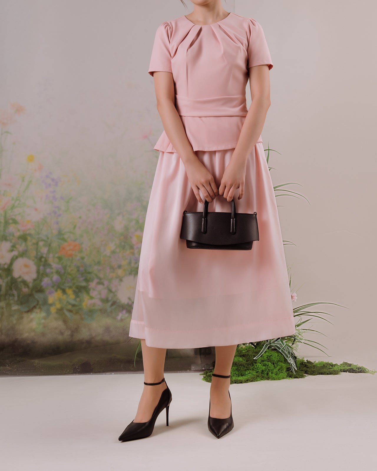 Giày Cao Gót Đông Hải Quai Ankle Strap Đính Logo-G5856Đen Color1