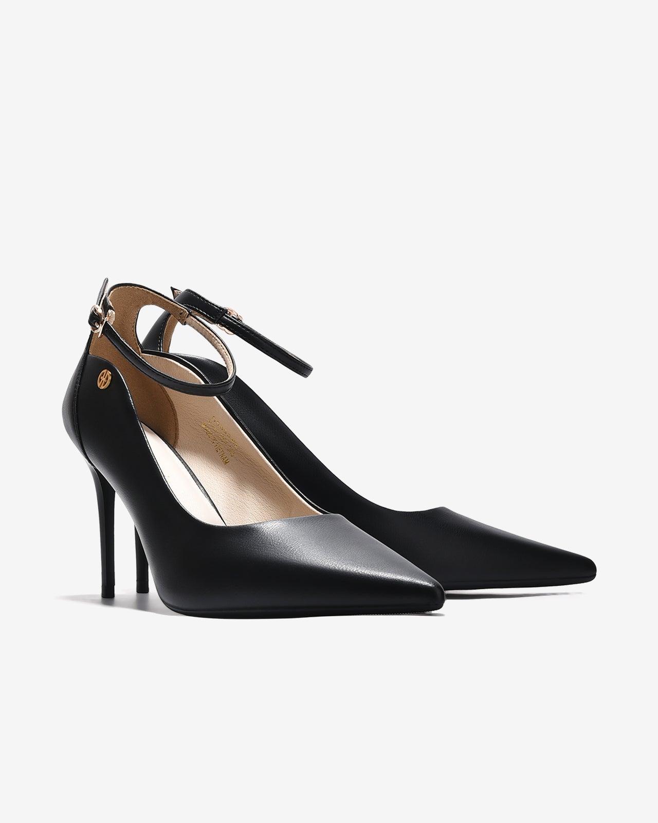 Giày Cao Gót Đông Hải Quai Ankle Strap Đính Logo-G5856-Đen Color1