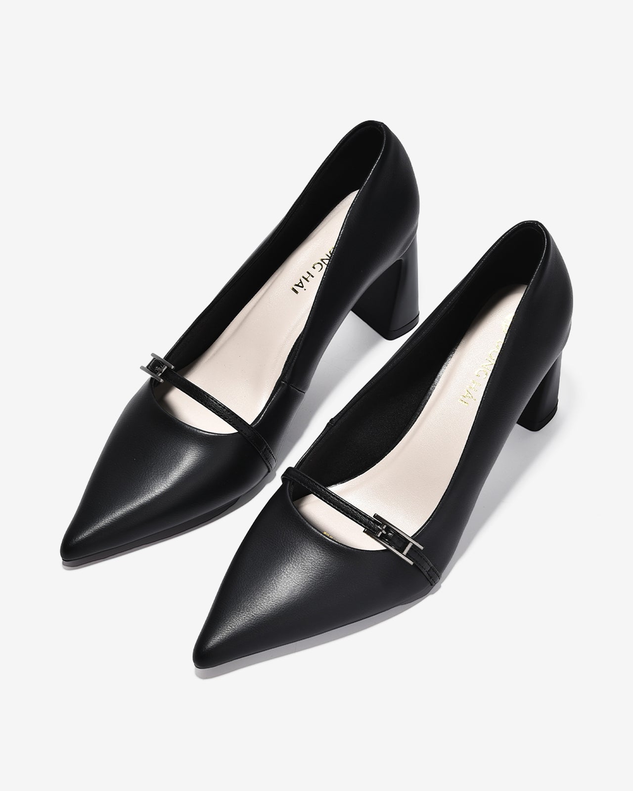 Giày Cao Gót Nữ Đông Hải Phối Chi Tiết Khoá Quai Ngang-G5857-Đen Color1