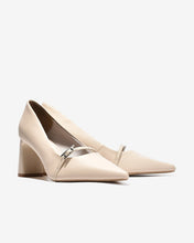 Giày Cao Gót Nữ Đông Hải Phối Chi Tiết Khoá Quai Ngang-G5857-Kem Color1