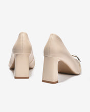 Giày Cao Gót Nữ Đông Hải Phối Chi Tiết Khoá Quai Ngang-G5857-Kem Color1