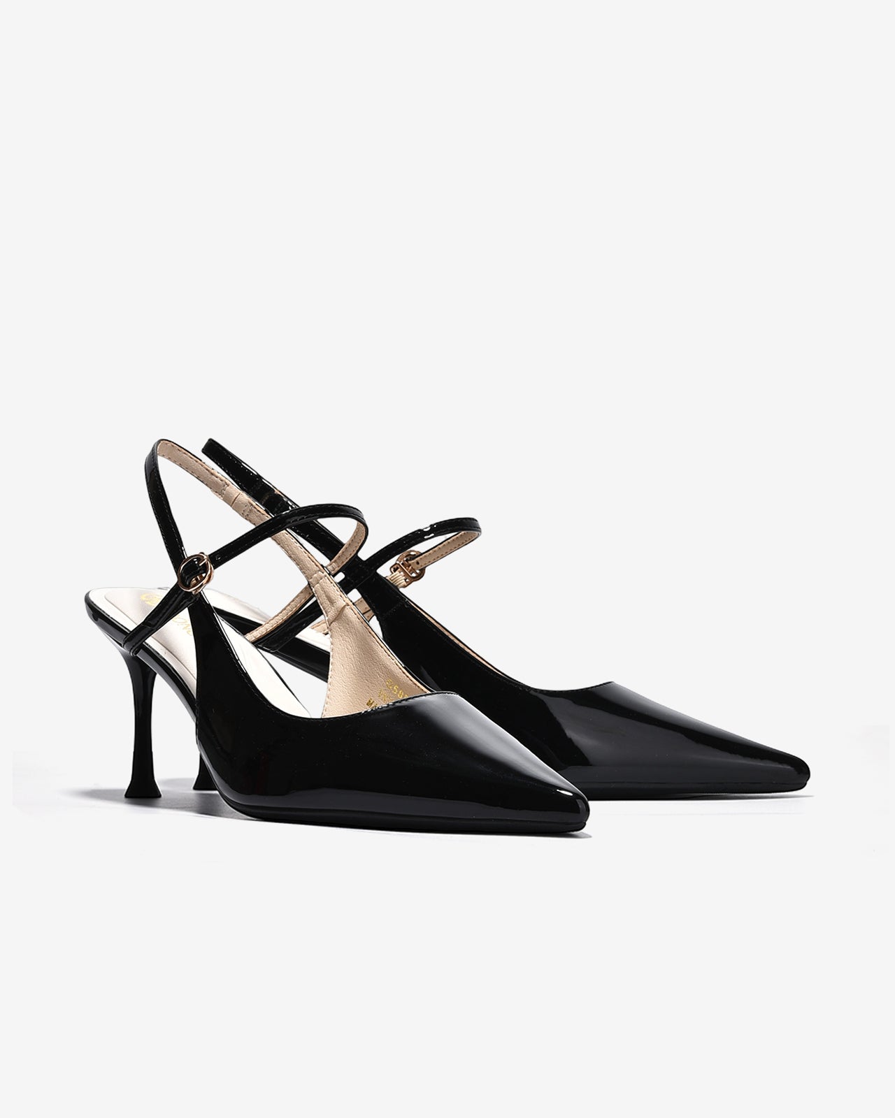 Giày Cao Gót Slingback Đông Hải Quai Mảnh Da Bóng-G5858-Đen Bóng Color1