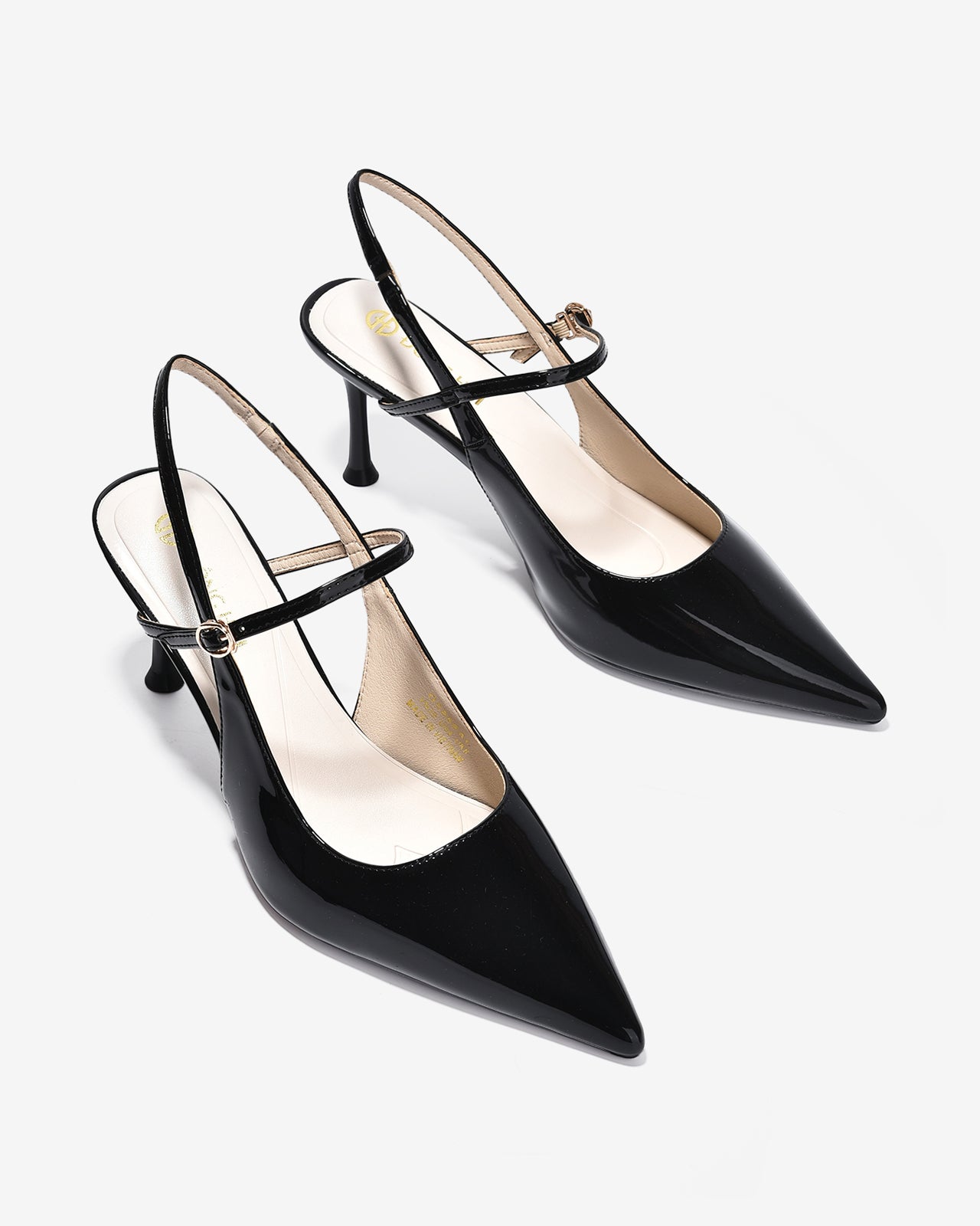 Giày Cao Gót Slingback Đông Hải Quai Mảnh Da Bóng-G5858-Đen Bóng Color1