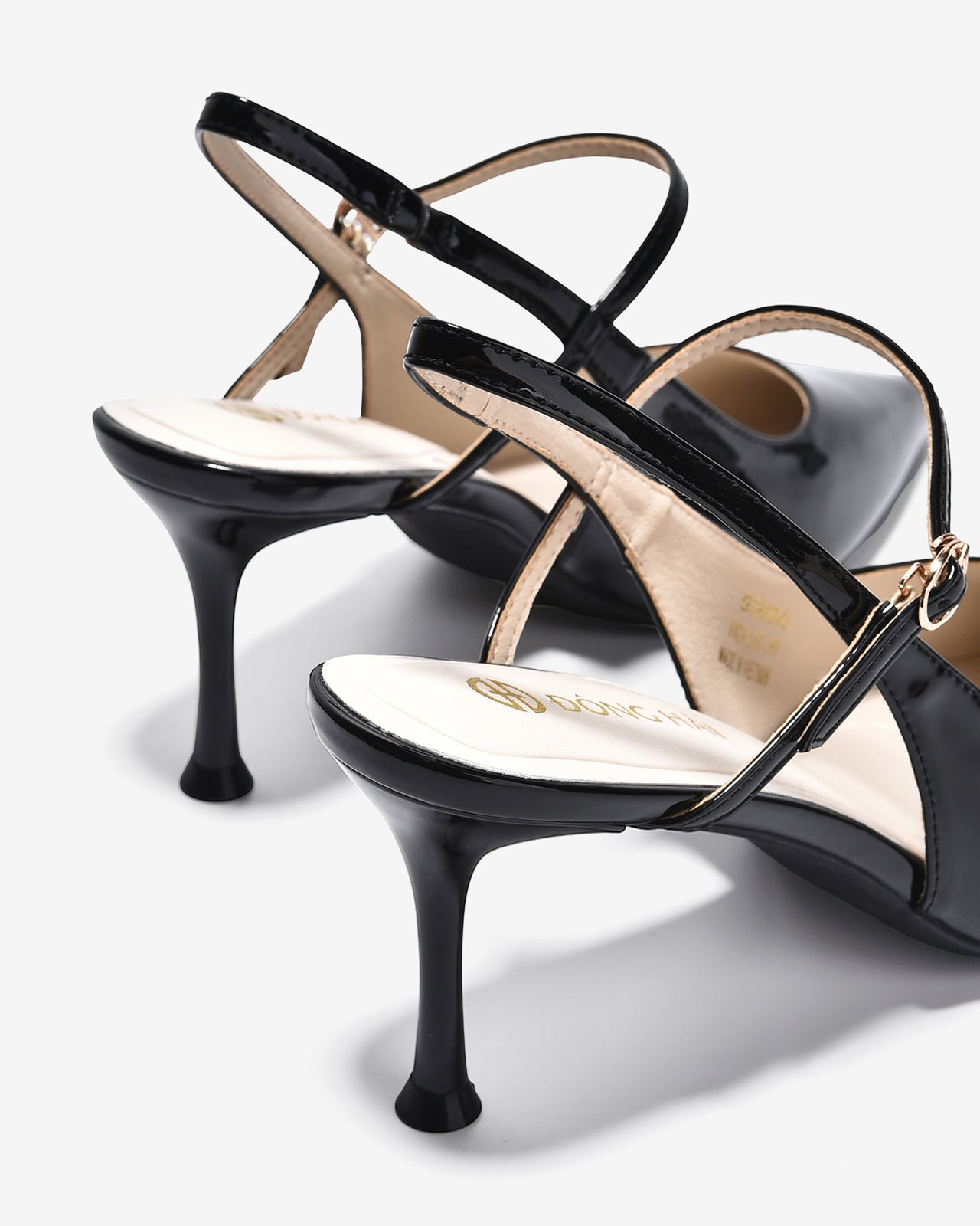 Giày Cao Gót Slingback Đông Hải Quai Mảnh Da Bóng-G5858-Đen Bóng Color1