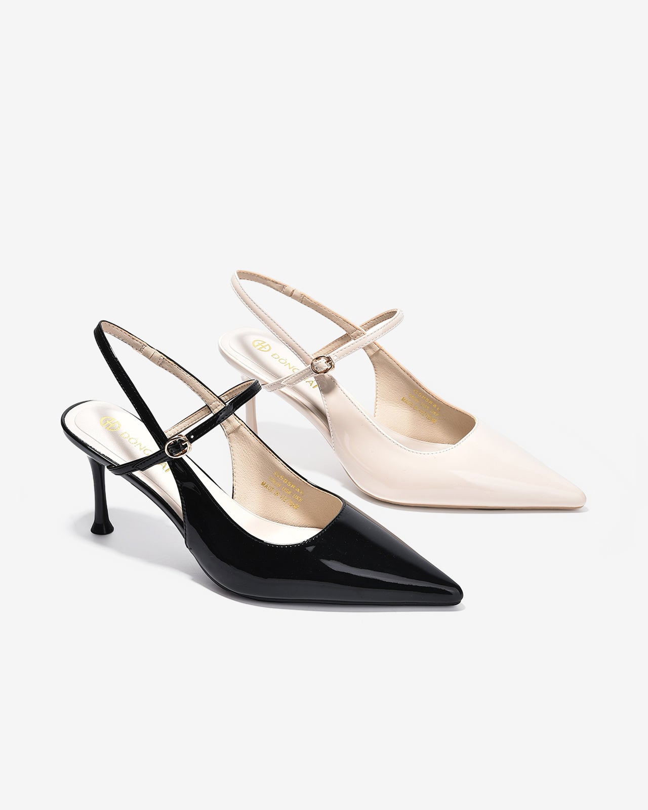 Giày Cao Gót Slingback Đông Hải Quai Mảnh Da Bóng-G5858Đen Bóng Color1