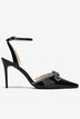 Giày Cao Gót Đông Hải Quai Ankle Strap Nơ Đính Đá-G5859Đen Bóng Color1First