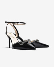 Giày Cao Gót Đông Hải Quai Ankle Strap Nơ Đính Đá-G5859-Đen Bóng Color1