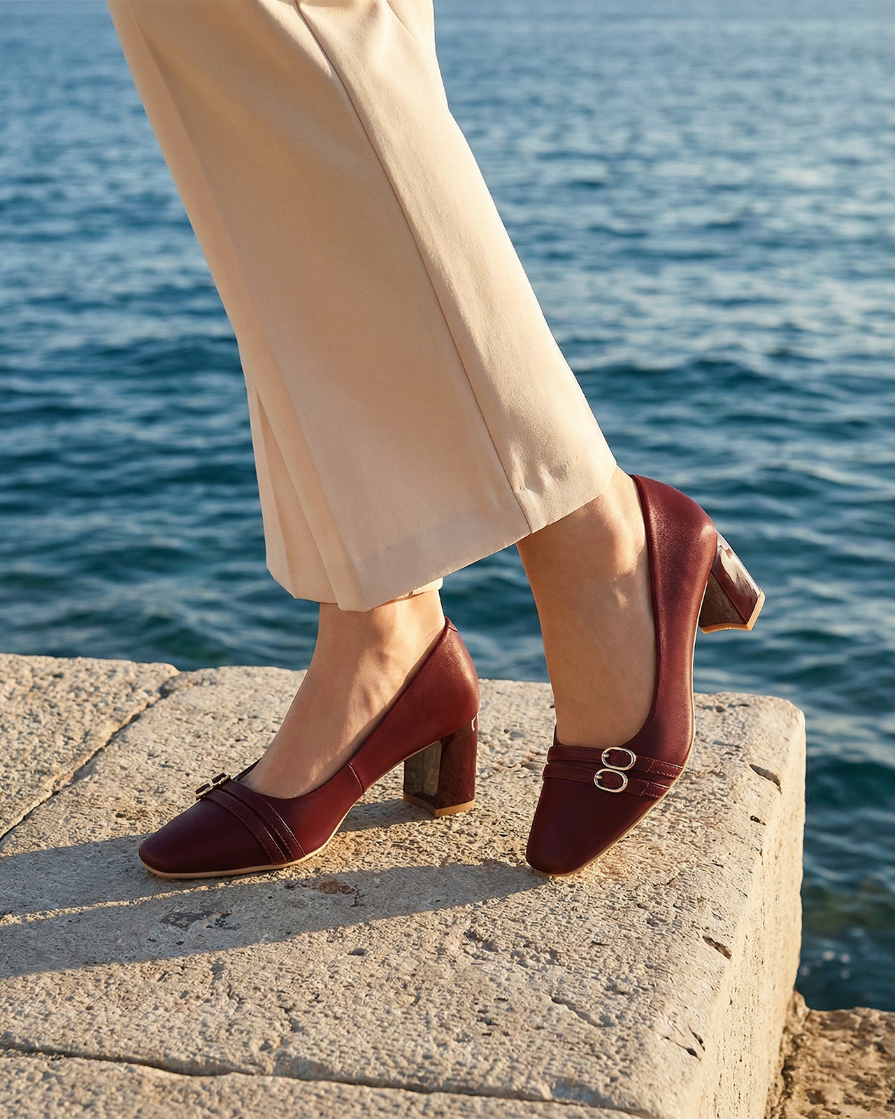 Giày Cao Gót Đông Hải Khóa Đôi-G5863Đỏ Color1