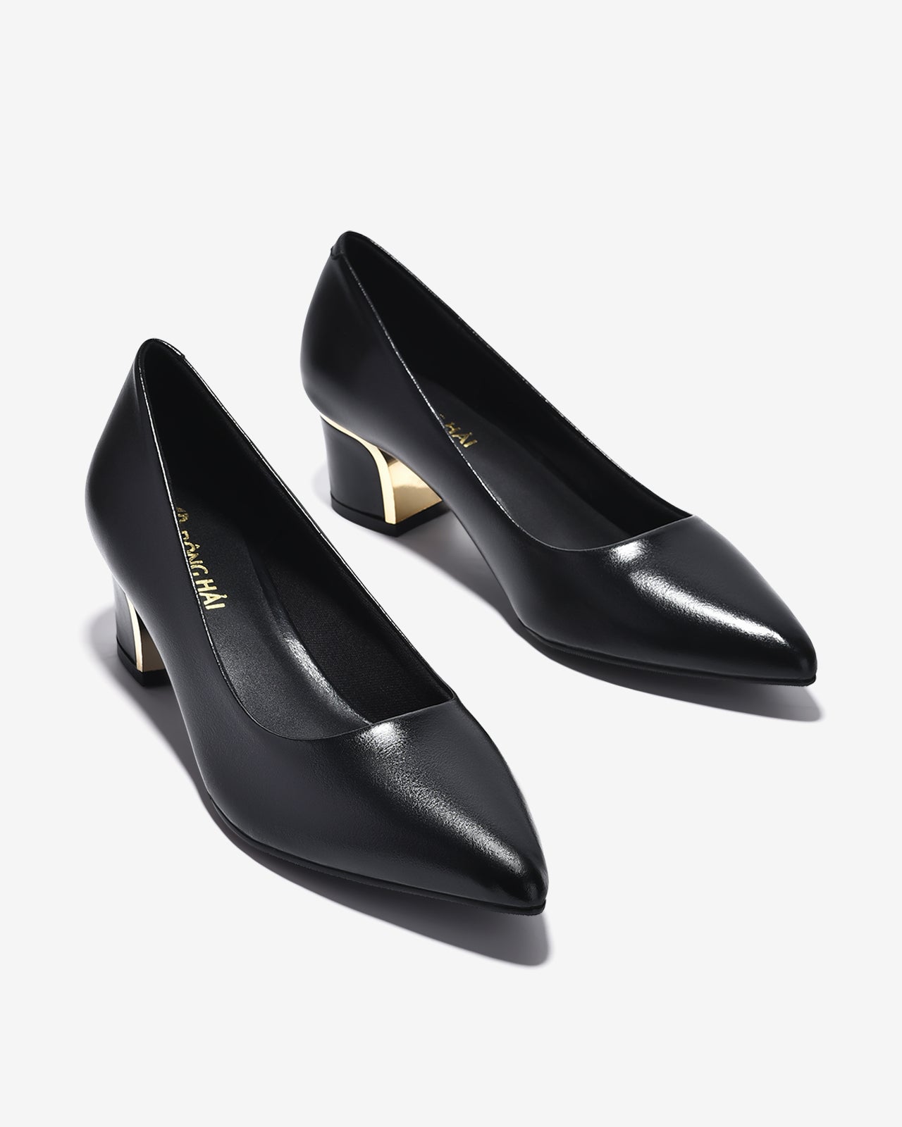 Giày Cao Gót Đông Hải Gót Vuông Mạ Ánh Kim-G5906-Đen Color1