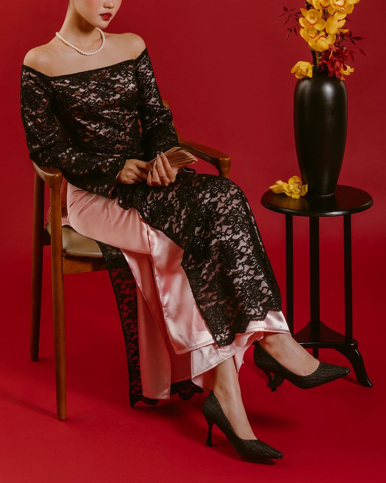 Giày Cao Gót Nữ Đông Hải Ánh Kim Hoạ Tiết Gợn Sóng-G5911Đen Color1