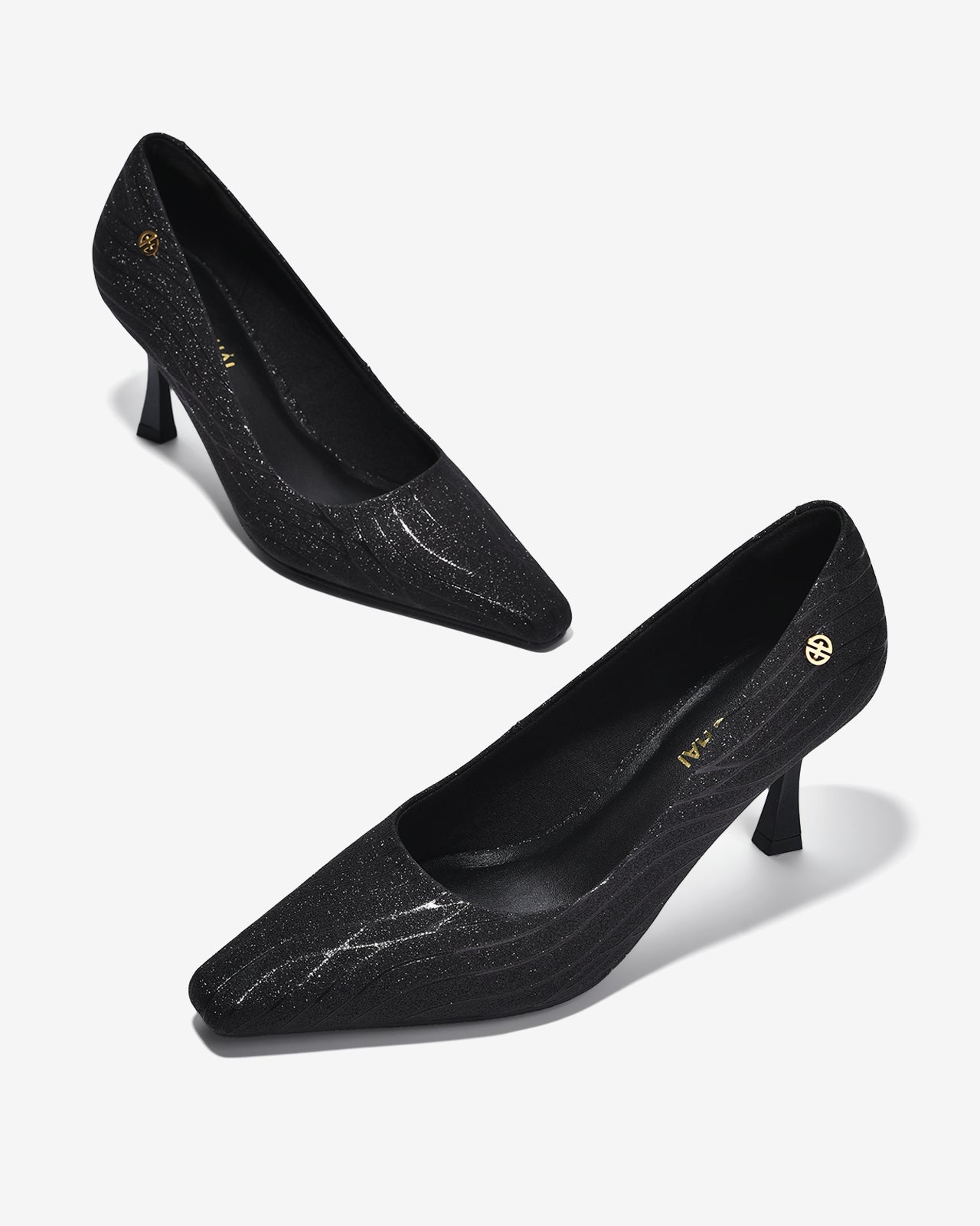 Giày Cao Gót Nữ Đông Hải Ánh Kim Hoạ Tiết Gợn Sóng-G5911-Đen Color1