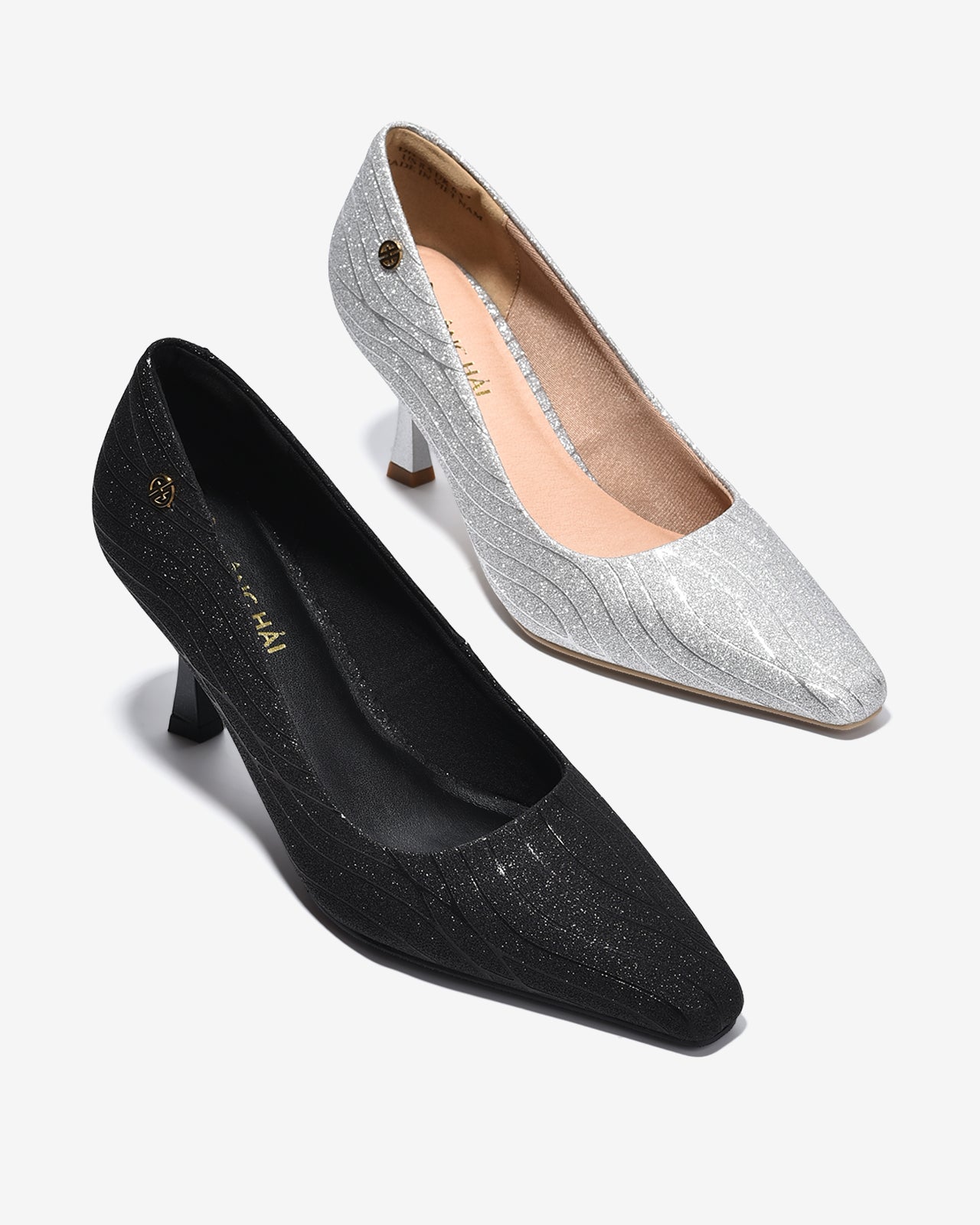 Giày Cao Gót Nữ Đông Hải Ánh Kim Hoạ Tiết Gợn Sóng-G5911-Đen Color1