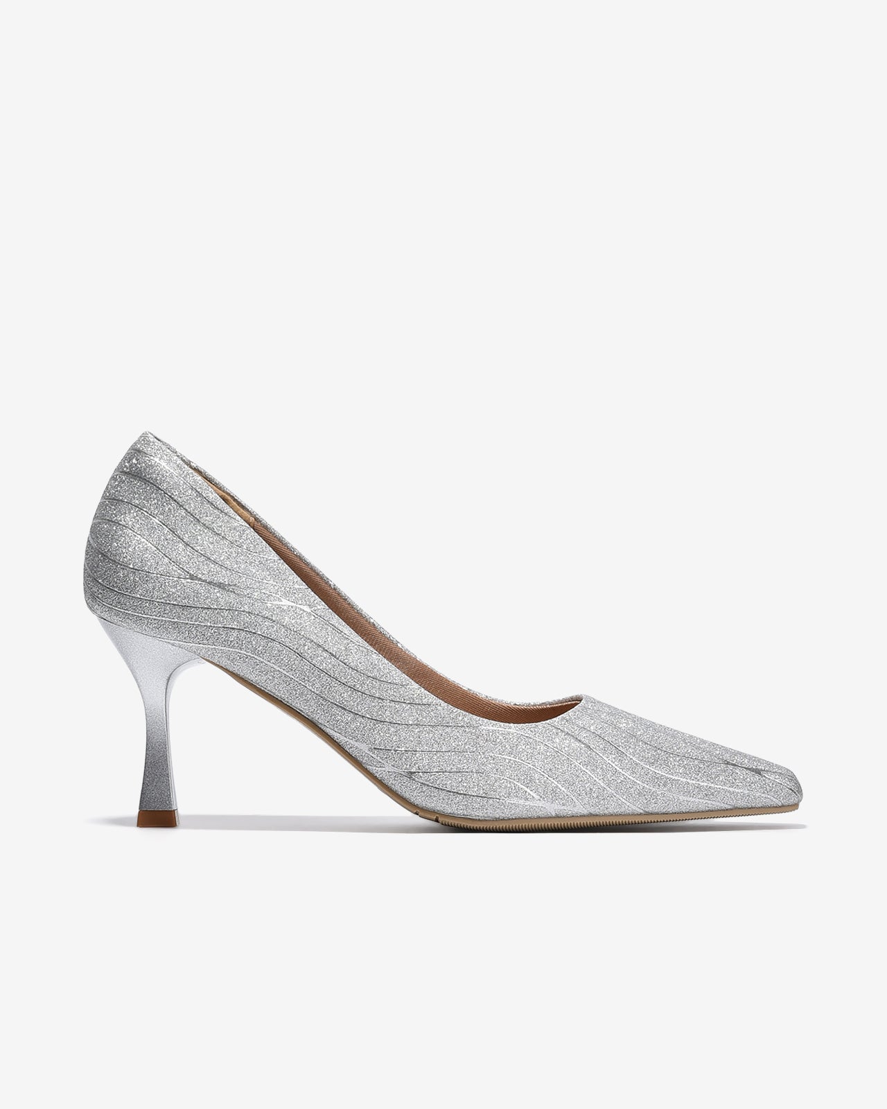 Giày Cao Gót Nữ Đông Hải Ánh Kim Hoạ Tiết Gợn Sóng-G5911Xám Color1First