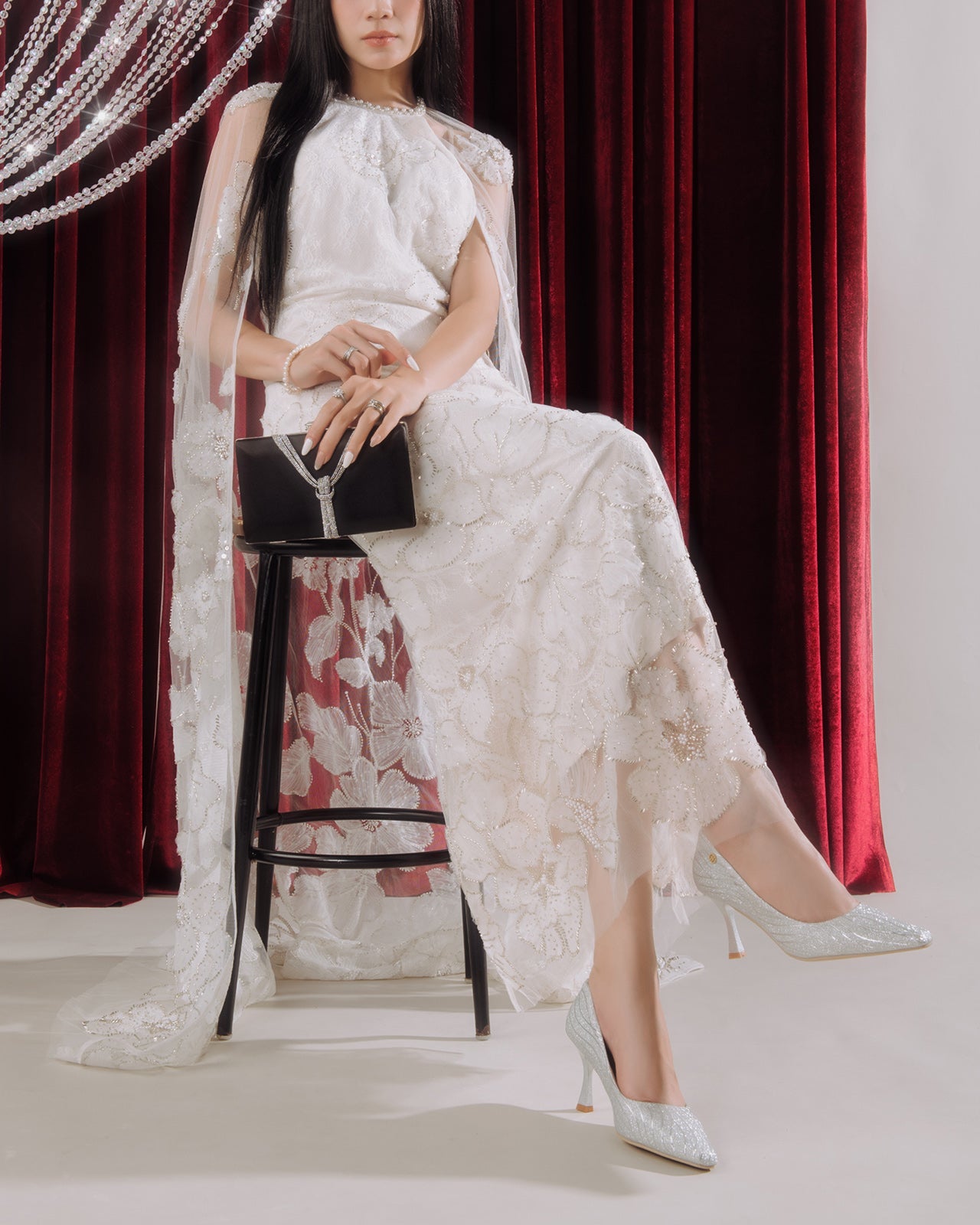 Giày Cao Gót Nữ Đông Hải Ánh Kim Hoạ Tiết Gợn Sóng-G5911Xám Color1