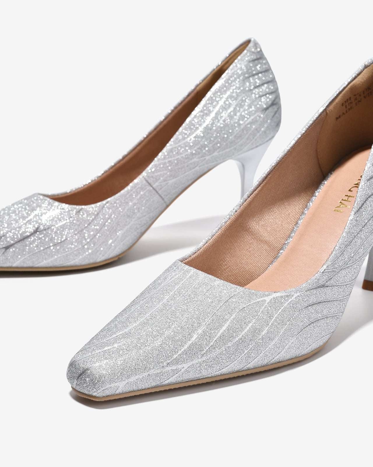 Giày Cao Gót Nữ Đông Hải Ánh Kim Hoạ Tiết Gợn Sóng-G5911Xám Color1