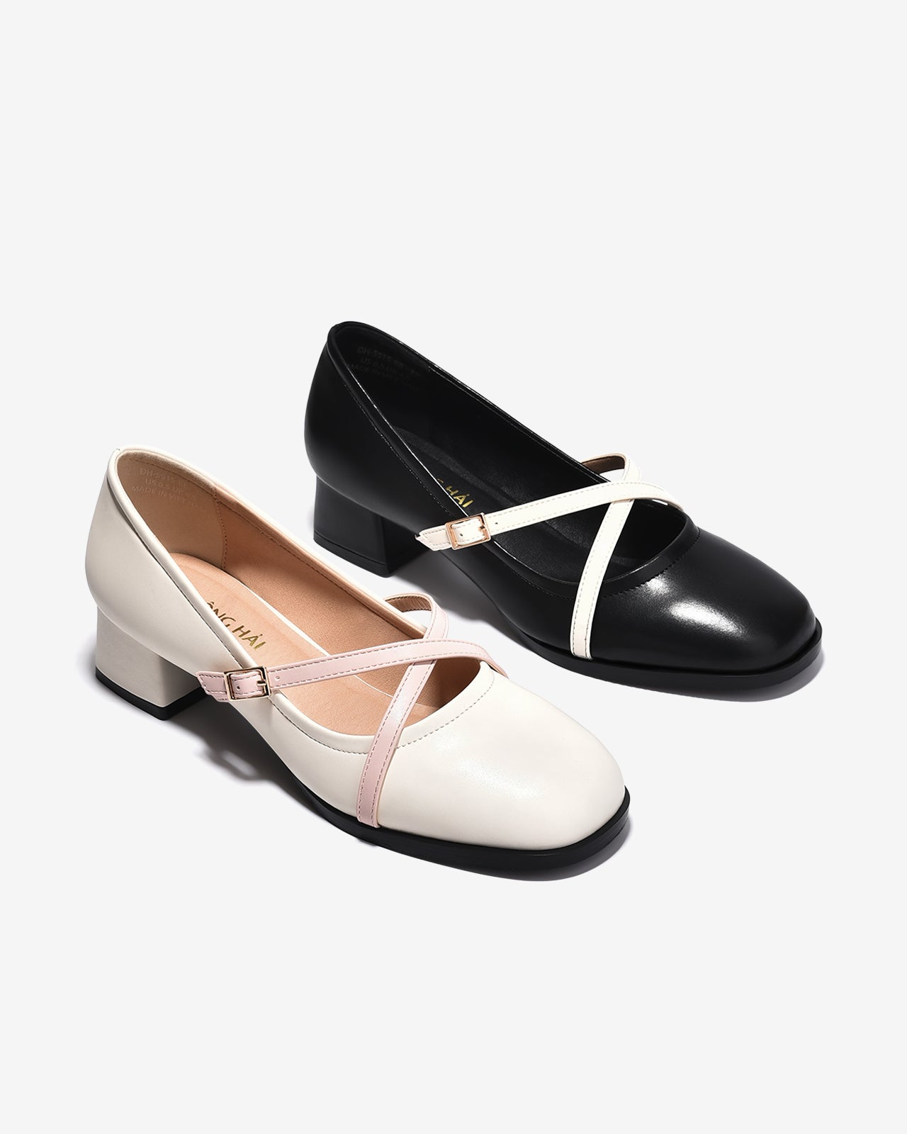 Giày Cao Gót Đông Hải Quai Phối Màu Đan Chéo-G5915Đen Color1