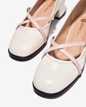 Giày Cao Gót Đông Hải Quai Phối Màu Đan Chéo-G5915-Kem Color1