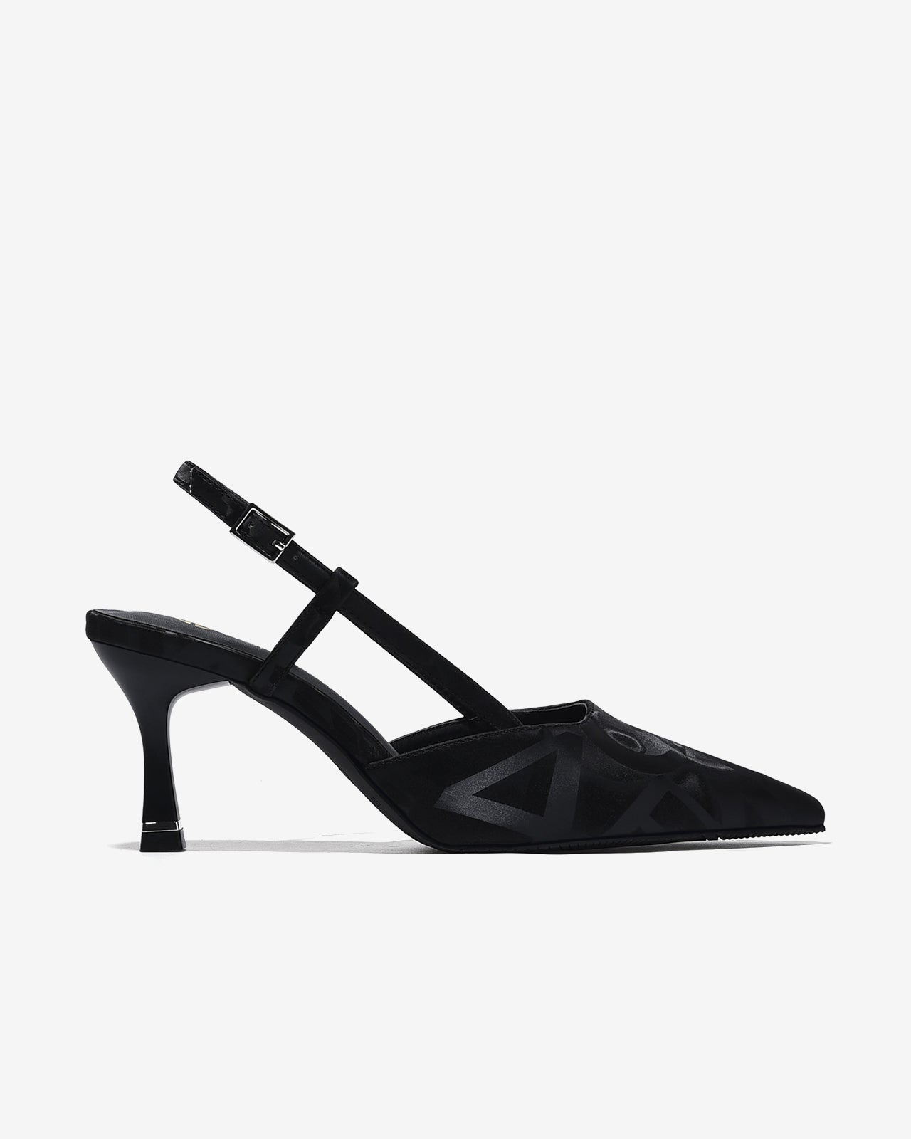 Giày Cao Gót Đông Hải 8cm Slingback Họa Tiết-G5926Đen Color1First