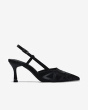 Giày Cao Gót Đông Hải 8cm Slingback Họa Tiết-G5926Đen Color1First