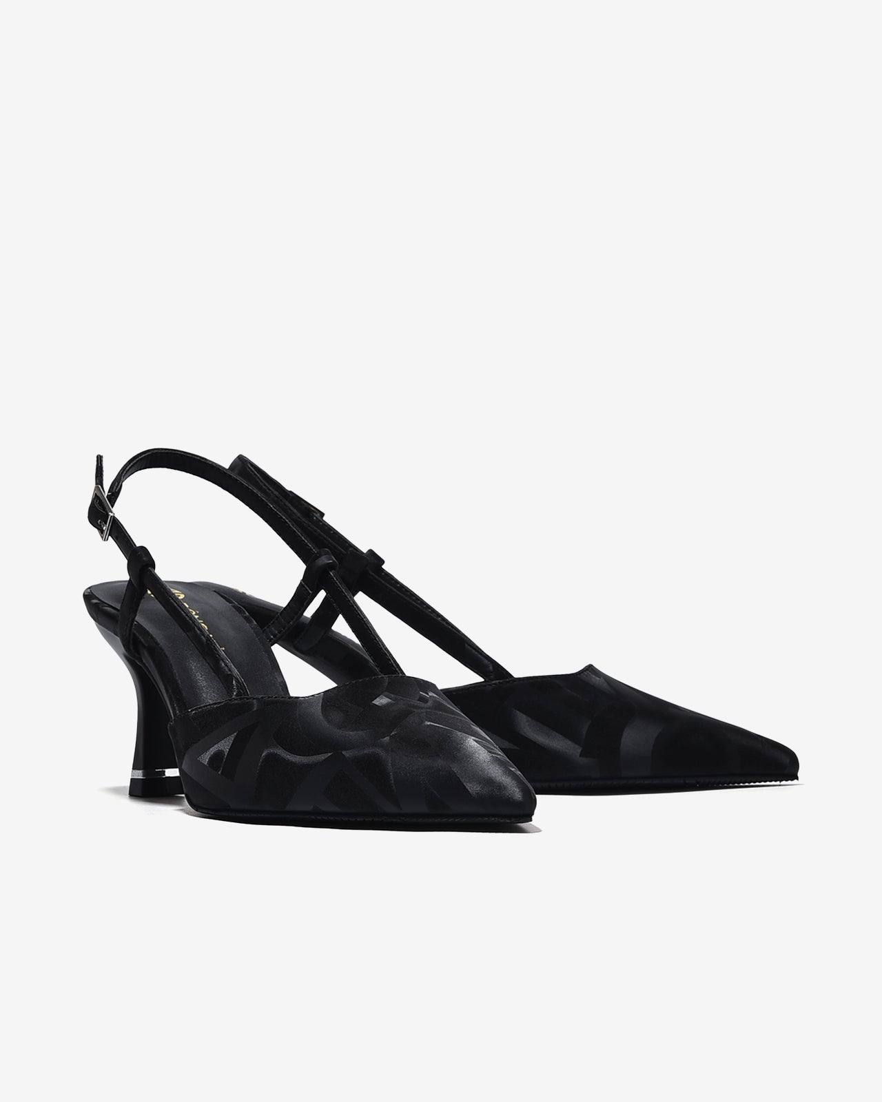 Giày Cao Gót Đông Hải 8cm Slingback Họa Tiết-G5926Đen Color1