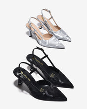 Giày Cao Gót Đông Hải 8cm Slingback Họa Tiết-G5926Đen Color1
