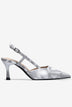 Giày Cao Gót Đông Hải 8cm Slingback Họa Tiết-G5926Xám Color1First