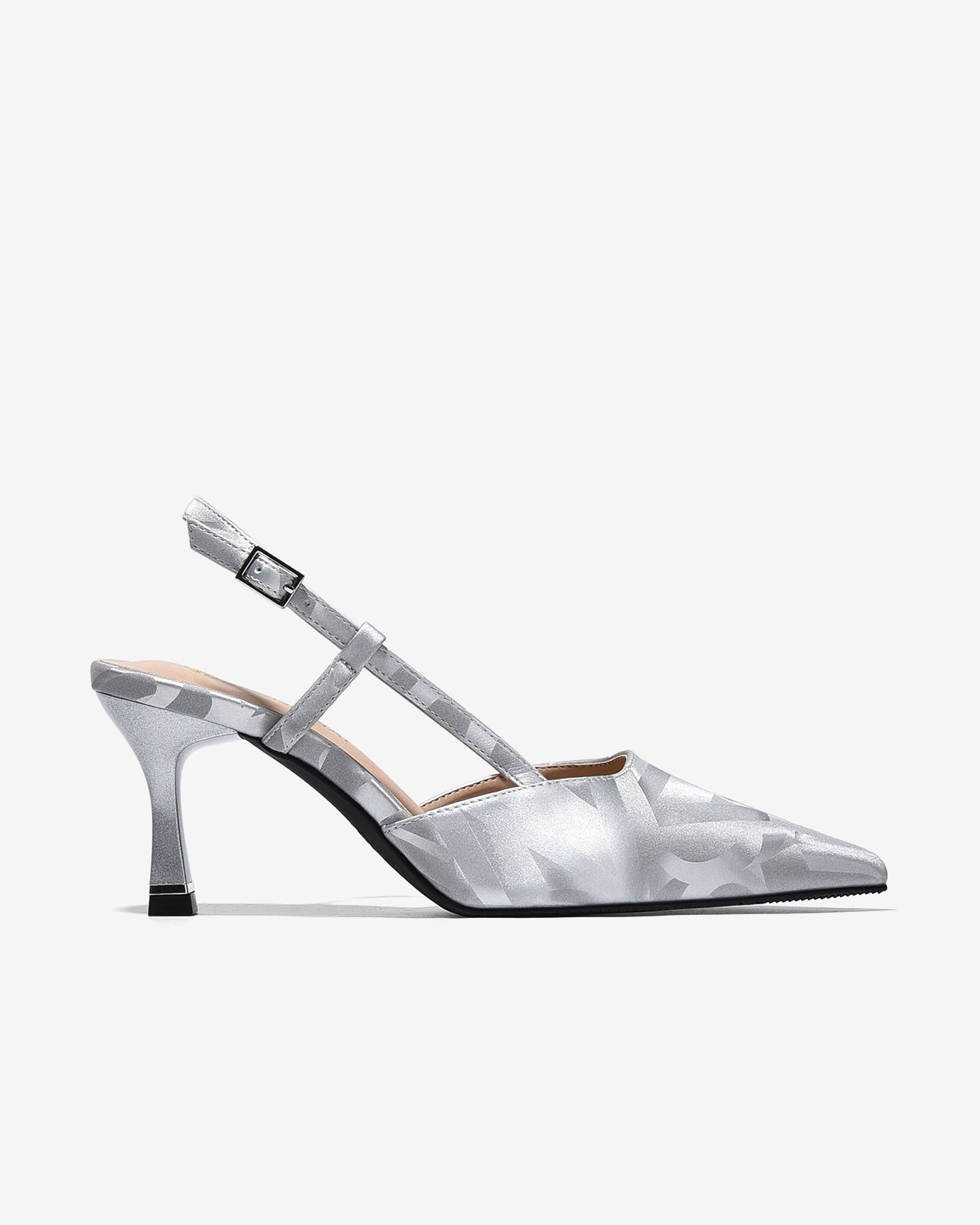 Giày Cao Gót Đông Hải 8cm Slingback Họa Tiết-G5926Xám Color1First