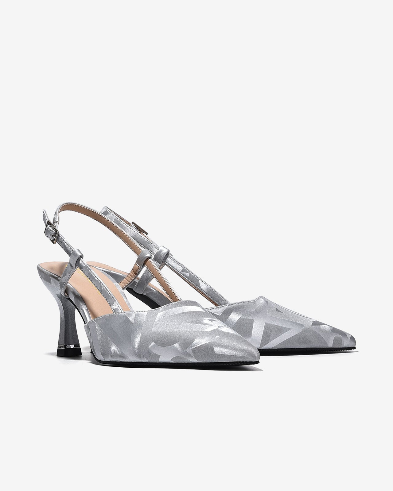 Giày Cao Gót Đông Hải 8cm Slingback Họa Tiết-G5926Xám Color1