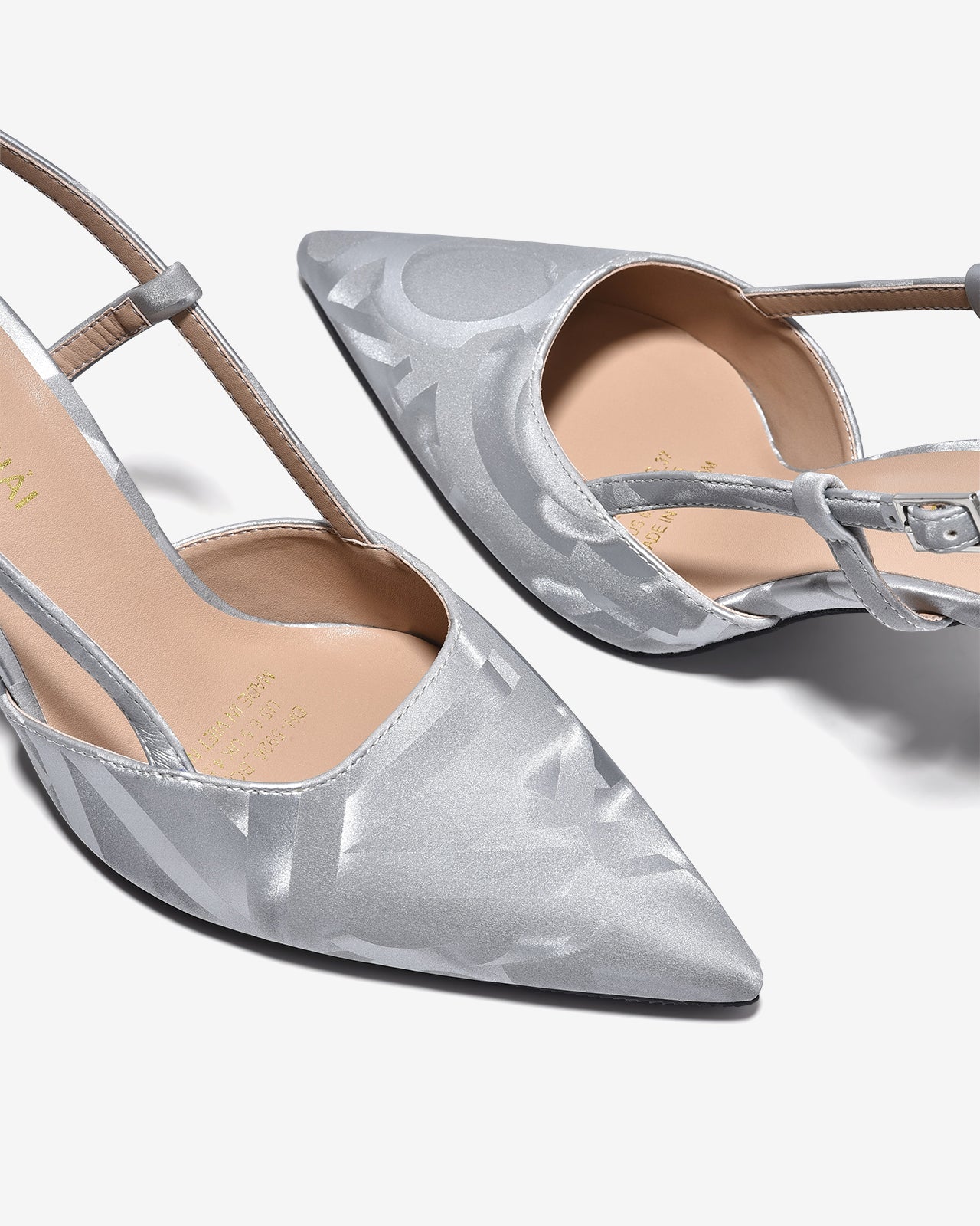 Giày Cao Gót Đông Hải 8cm Slingback Họa Tiết-G5926Xám Color1