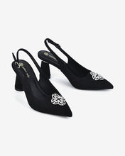 Giày Cao Gót Slingback Đông Hải Mũi Nhọn Đính Đá-G81P3Đen Color1