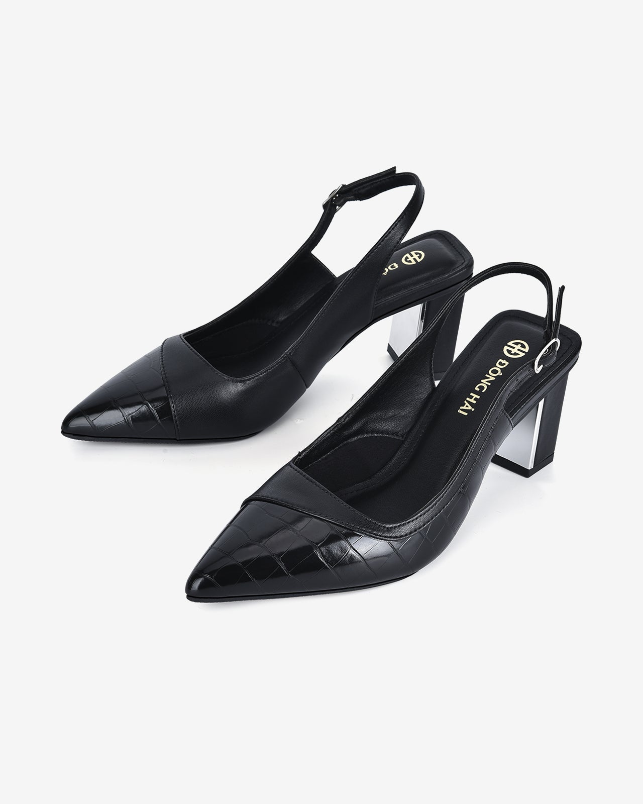 Giày Cao Gót Slingback Đông Hải Dập Vân-G81Q7Đen Color1